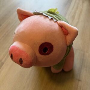Miniso Pink Pig In A Green Dinosaur Hoodie Plush Japanese Kawaii Cuddle Buddy
